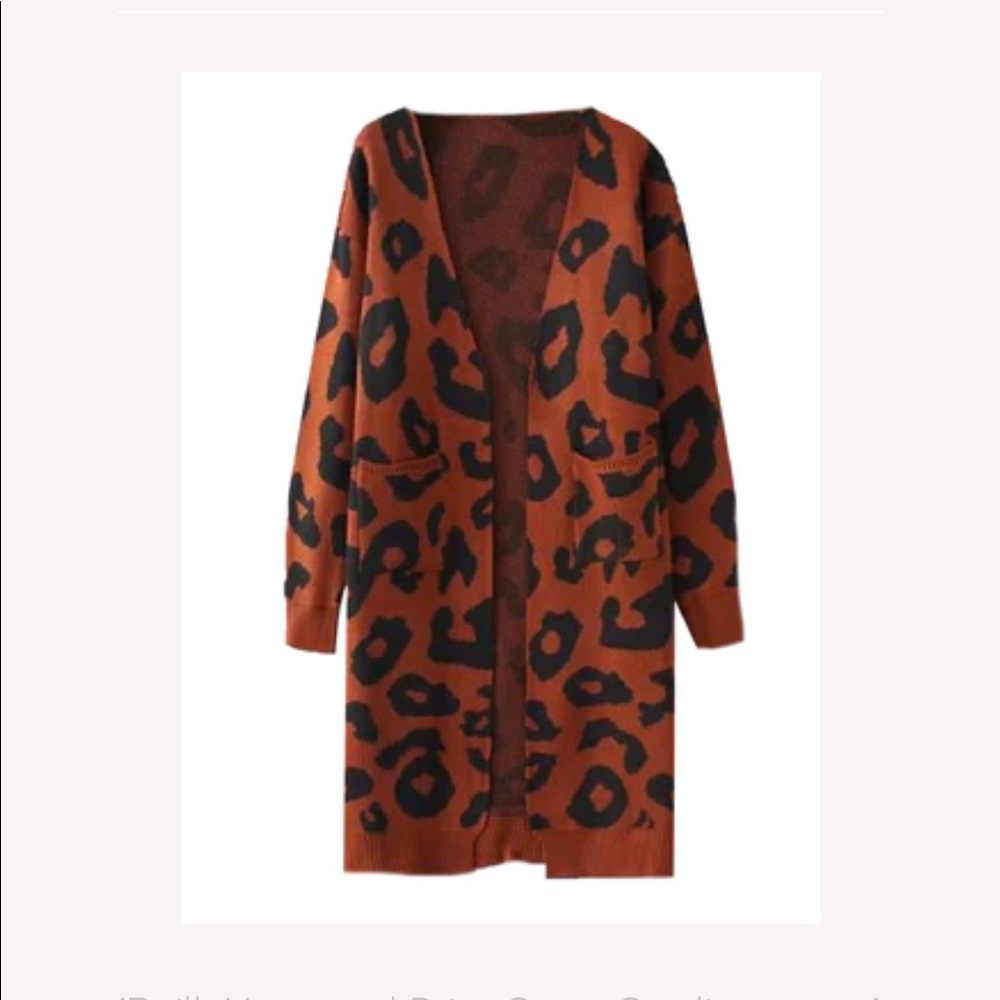 Leopard print duster open cardigan shacket